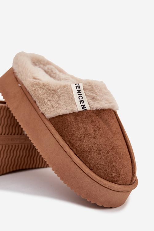 Dámské pantofle s kožíškem Hnědé Parisse