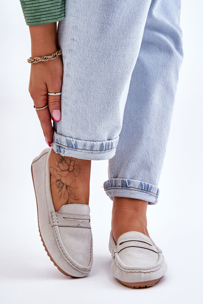 Dámske klasické semišové sivé mokasíry Ivana