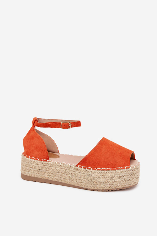 Dámske espadrilky na platforme s pletením oranžové Selise