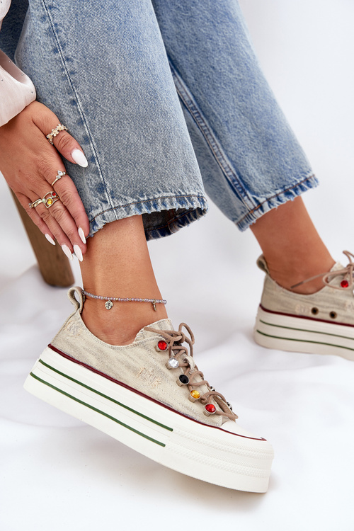 Dámske Tenisky Na Platforme Béžové GOE RR2N4105