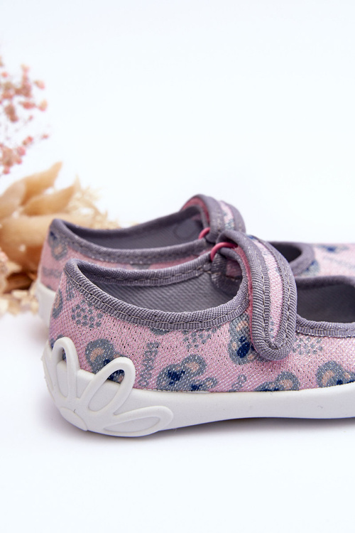 Dětské baleríny s medvídky Befado 114X513 růžovo-šedé