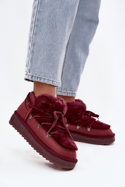 Nízke snehové čižmy s kožušinou D.Franklin DFSH370011 Bordová