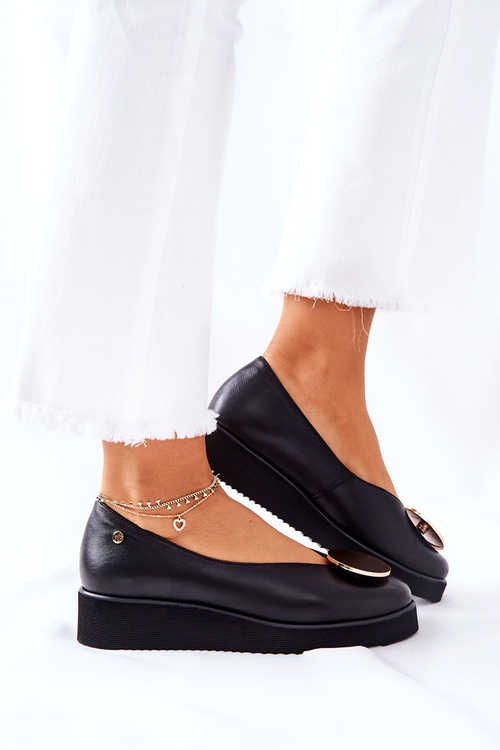 Polobotky Na Platformě Baletní Obuv Maciejka černé 5315B-01