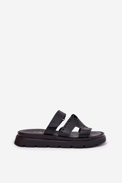 Dámske Sandále Z Prírodnej Kože Na Platforme Zazoo 40440 Čierne