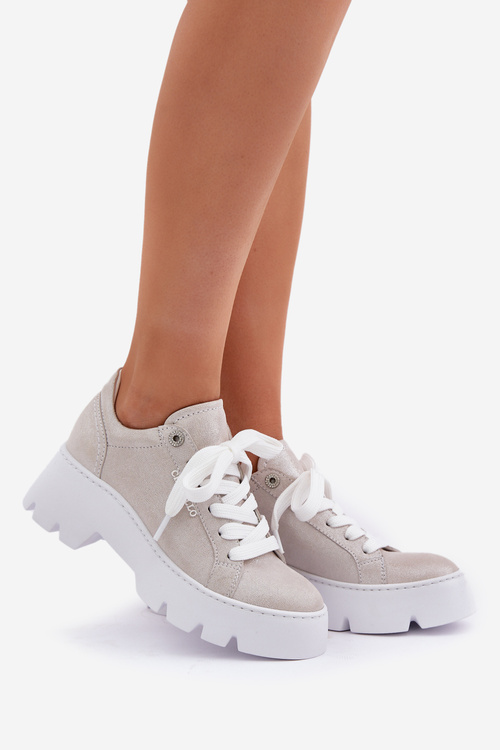 Tenisky Sportovní Boty Na Platformě CheBello 4632 Stříbrné