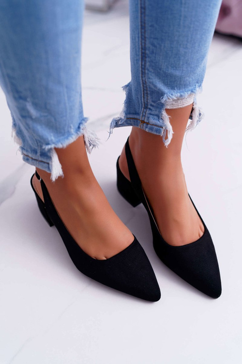 Dámské Semišové Lodičky Na Podpatku černé Contrail