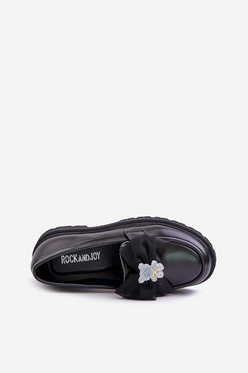 Dívčí Mokasíny S Mašlí Eko Kůže Černé Avallesa