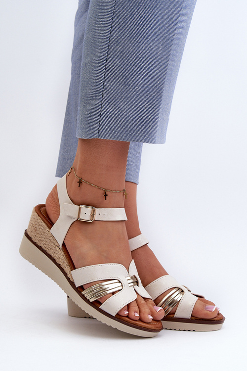 Dámské sandály na klíně s plétěnou zlatou Starlenna