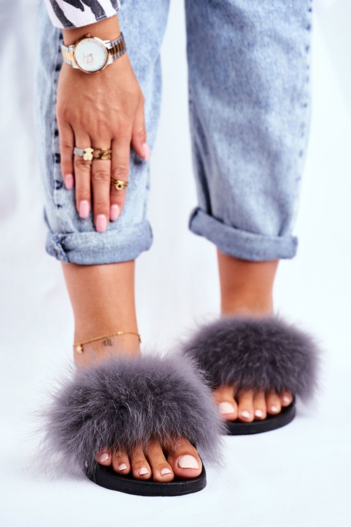 Ženské žabky s prírodným kožušinovým bushidom