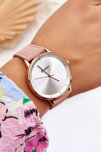 Kůže analogové hodinky Ernest 94193 Růžový