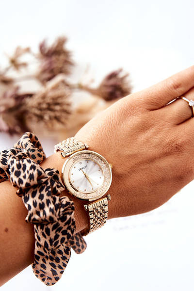 Dámské Hodinky Na Náramku Se Zirkony ERNEST Zlaté