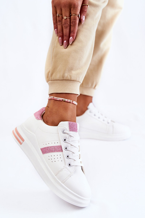 Dámská sportovní obuv, vázaná Bílá a růžová Otylia