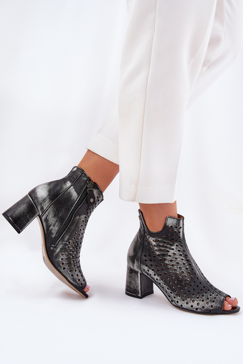 Kožené Krajky Botky Maciejka 05420-01 Černé