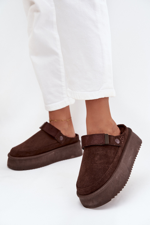 Dámské sněhule na platformě s přezkou čokoládové Jorielle