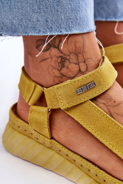 Big Star semišové sandály na suchý zip LL276013 Žlutá