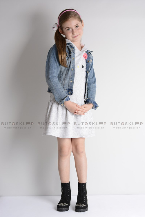 Lu Boo Czarne Dziecięce Botki Za Kostkę z Cyrkoniami Zamsz LittleCarrie