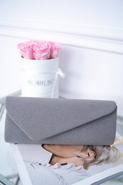 Kabelka spojková brokátova šedá