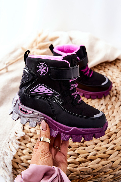 Dětské Izolované sněhule Suchý zip Černá a růžová Tannis