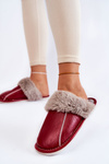 Dámské kožené pantofle s kožíškem červene Rossa