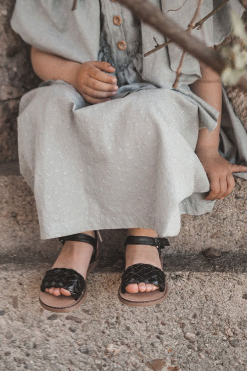 Dětské Pletené Sandály Černé Bailly