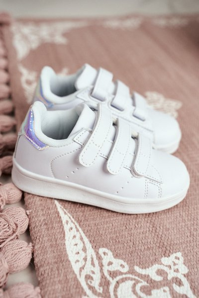 Dětská Sportovní Obuv Na Suchý Zip Bílé-Stříbrne Fifi