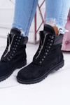 Lu Boo Black Suede Women's Trapses Trapeers Nancy Zippers