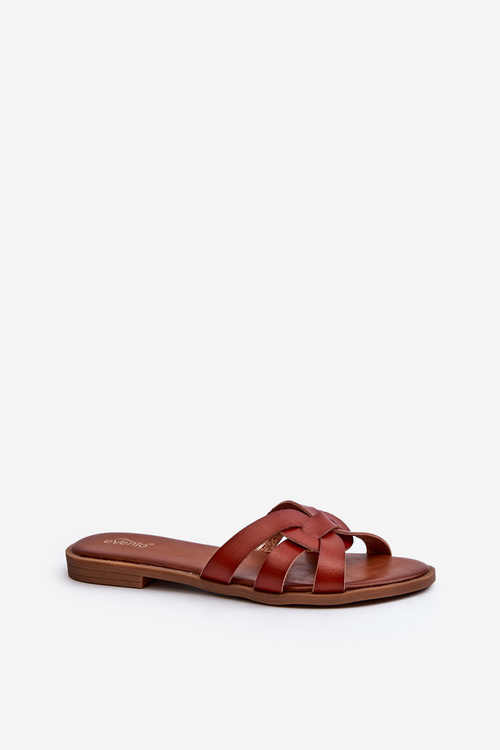 Dámské žabky na ploché podrážce z ekokůže hnědé Rosalini