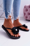 Ženské flip -flops flip -flops čierny kvet elenda