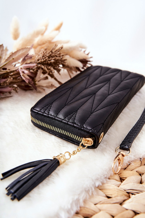 Veľké prešívané portfólio pre posúvač s čiernym popruhom