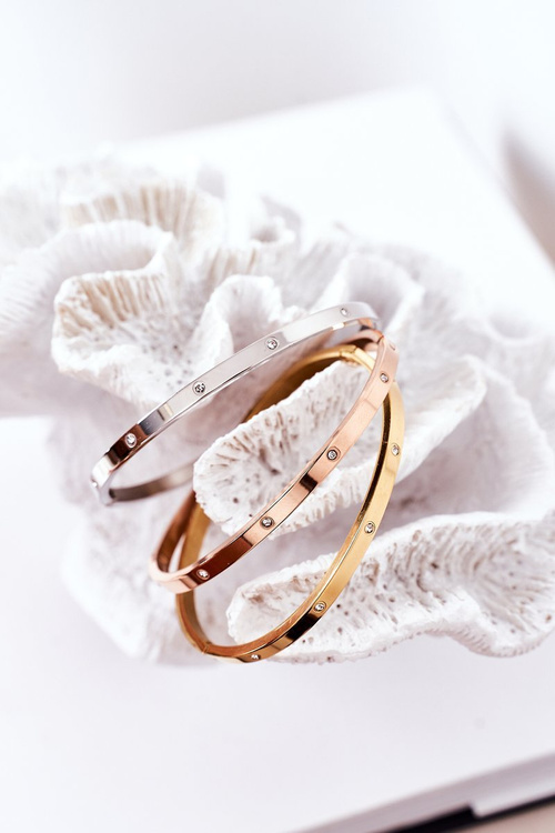 Oceľový náramok so zirkónovými striebro