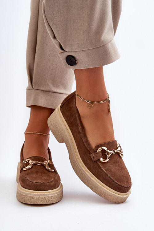 Zazoo 3429 Zamszové Dámske Mokasíny S Ozdobou Hnedé