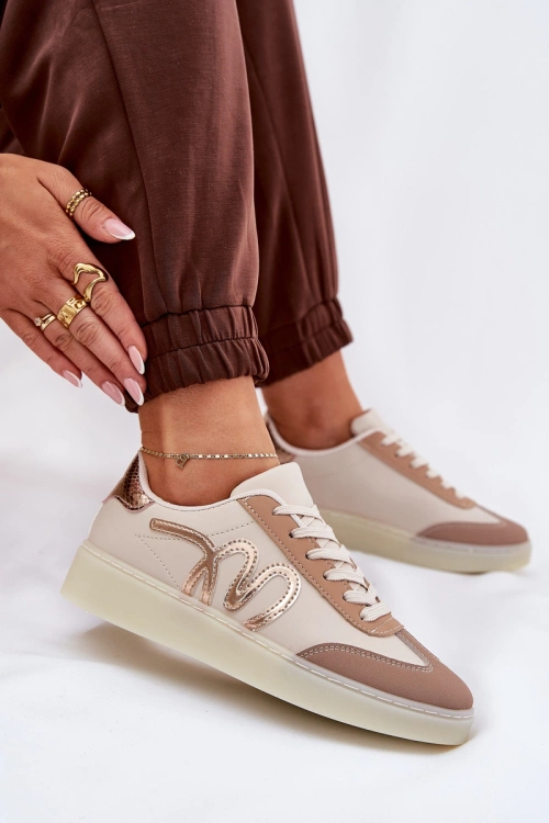 Nízké Dámské Sportovní Boty Z Eko Kůže Béžové Iladira