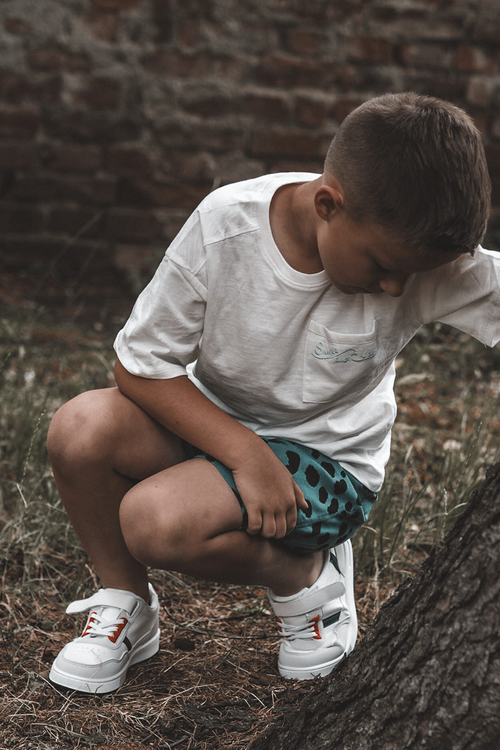 Klasické detské športové topánky biele a červené marlin