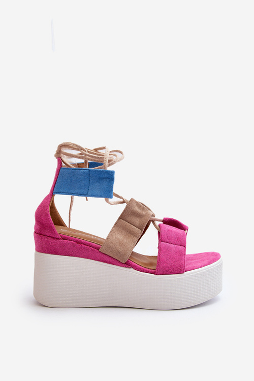 Dámské sandály na šněrování fuksiové Helavi