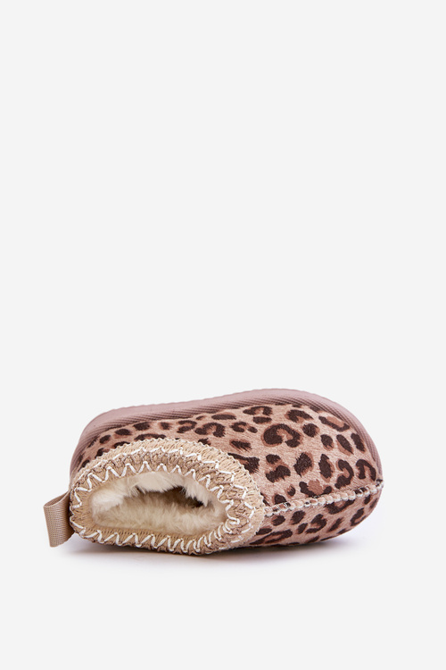 Snežnice Detské Kotníkové Topánky S Leopardím Vzorom Na Platforme Zateplené Kožušinou Hnedé Vilabria