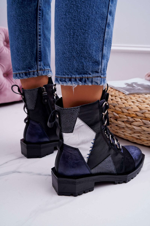 Dámske kožené topánky Maciejka Navy Blue 04184-17/00-3