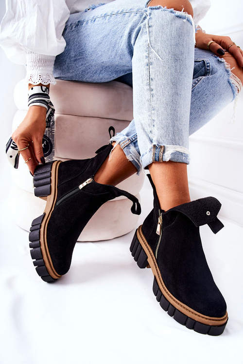 Polstrované boty s otevíráním na zip Černá Cadence