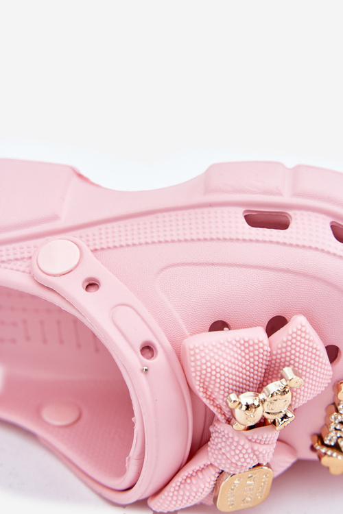 Detské Dievčenské Pantofle Penové S Mašľou A Ozdobami Rúžové Selvana