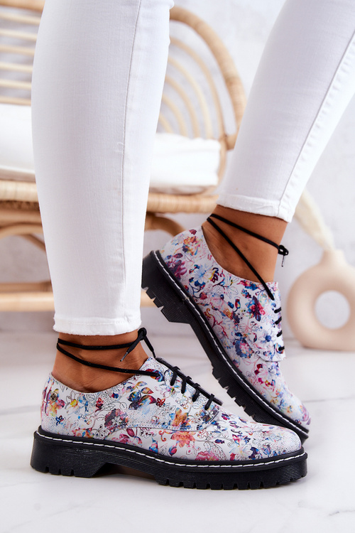 Dámské Kožené Boty Maciejka 4087A-38 Bílé S Květinami