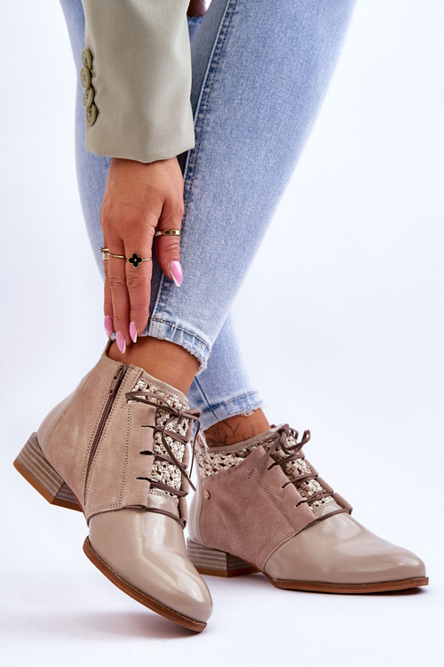Kožené šněrovací boty Maciejka 05953-04 Béžová