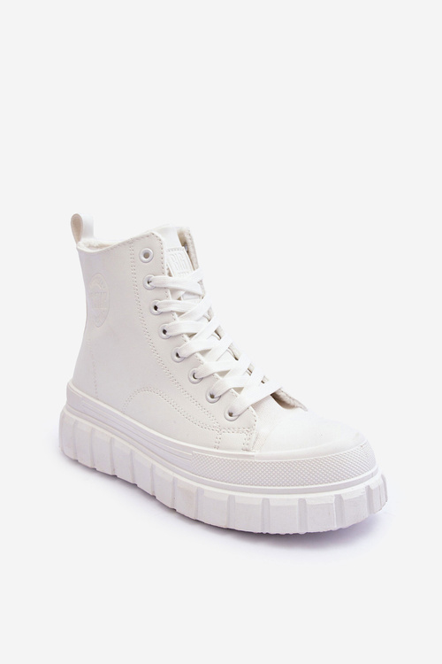 Ocieplané Kožené Tenisky Na Zip Big Star MM274624 Bílé