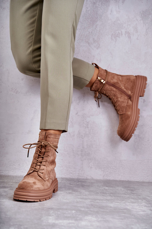 Dámské semišové boty se zavazováním Velbloud Afra