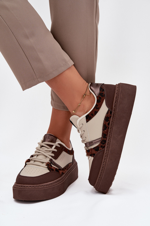 Dámske Sneakers Na Platforme Big Star SS274356 Leopard Hnedo-Bežové
