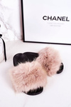 Dětské Pantofle S Kožešinou Béžové Fashionista