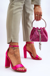 Saténové vysoké podpätky sandále fuchsia linsy