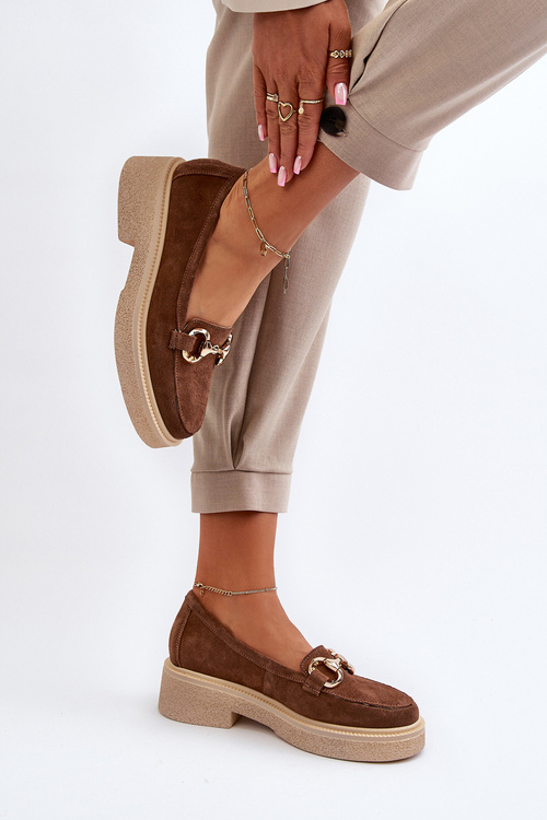 Zazoo 3429 Zamszové Dámske Mokasíny S Ozdobou Hnedé