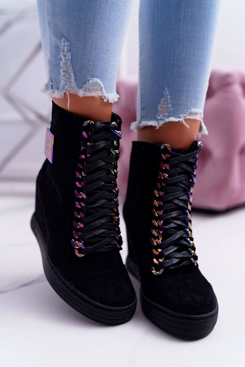 Dámská obuv sneakers Lu Boo Černé hrající duhovými barvami Monica