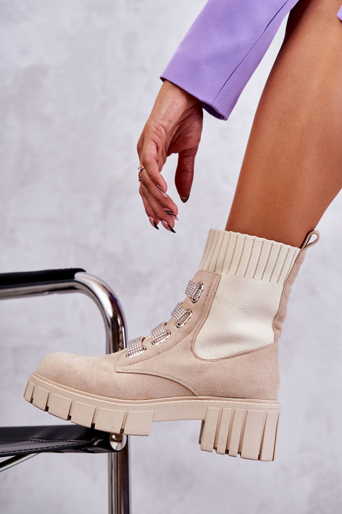 Semišove Nazouvací ponožkové boty béžove Hope