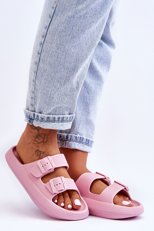 Dámske penové žabky s ružovými sharmenovými pruhmi