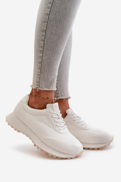 Dámské Tenisky Sportovní Boty Z Eko Kůže Big Star OO274023 Hi-Poly Systém Bílé